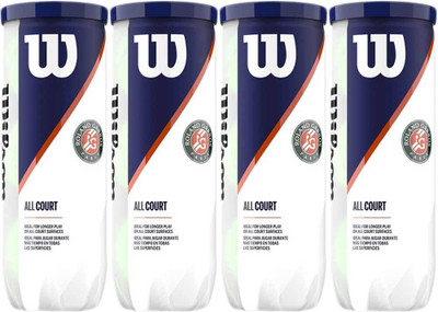 WILSON WRT126400 ROLAND GARROS ALL 4 Can Tennis Ball(Standard, Pack of 12)