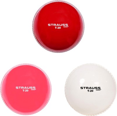 Strauss T-20 Ball | Premium Cricket PVC Balls | Mid Weight | Soft | Match/Practice Cricket Synthetic Ball(Pack of 3)