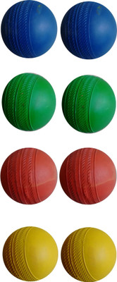 HOC RUBBER BALL FOR JUNIOR AND KIDS Cricket Rubber Ball(Standard, Pack of 8, Red, Blue, Red, Yellow)
