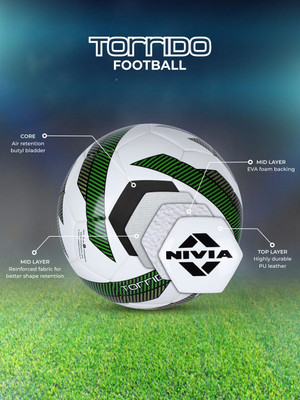 NIVIA Torrido Football - Size: 5(Standard, Pack of 1, White, Green)