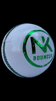 NK WORLD 4-Piece Bouncer Cricket Leather Ball / White Cricket Ball With Green Logo Cricket Leather Ball(Standard, Pack of 1, White)