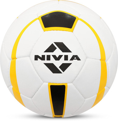 NIVIA Equator, 32 Panel Design, Ideal For Natural & Artificial Turf Surfaces, Training Football - Size: 3(Kids, Pack of 1, White, Yellow)