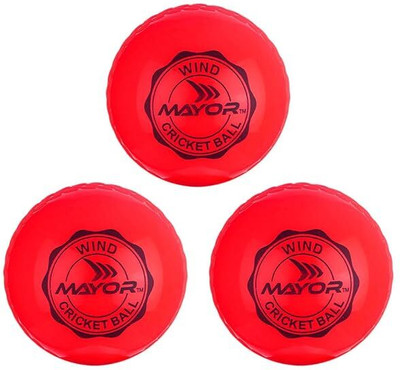 meyor Wind Ball For PVC Cricket Bat,Wooden Cricket Bat Cricket Rubber Ball(Standard, Pack of 3, Red)