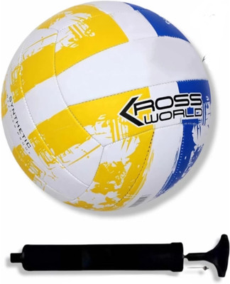 SSH SUPER SOFT SYNTHETIC KROSSWORLD WITH AIRPUMP Volleyball - Size: 4(Standard, Pack of 1)