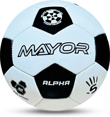 MAYOR Alpha Football - Size: 5(Standard, Pack of 1, White, Black)