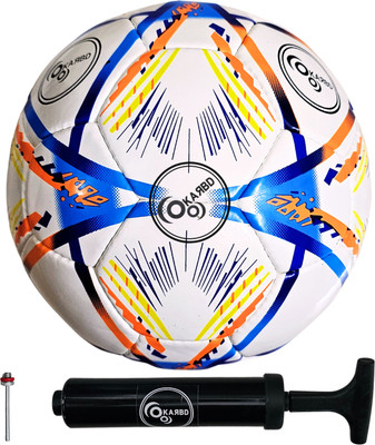 KARBD Hand Stitched PU Leather Soccer Ball with Air Pump and Needle Pin 32 Panel Football - Size: 5(Standard, Pack of 1, Multicolor)