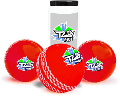 Jaspo T-20 Plus Practice Cricket Ball/Wind Balls for - Indoor & Outdoor Street & Beach Cricket Synthetic Ball(Standard, Pack of 3, Red)