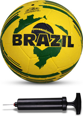 NIVIA Combo Country Color (Brazil) Moulded Football With Ball Pump Football - Size: 5(Standard, Pack of 2, Multicolor)