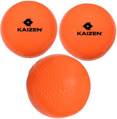 KAIZEN Synthetic Rubber Wind Ball for Cricket Practice, Training & Matches Cricket Rubber Ball(Standard, Pack of 3, Orange)