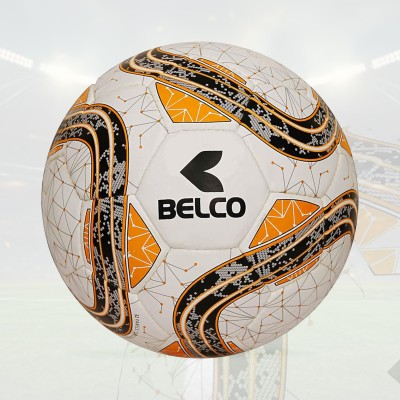 BELCO Sports Hand Stitched Rubber, Suitable for Hard Ground,Soccer Ball, Football - Size: 5(Pack of 1, Orange)