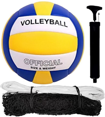VISHWA Premium SOFT Synthetic Volleyball Kit Size -4 with Air Pump and Net(Pack of 1) Volleyball - Size: 4(Standard, Pack of 1, Multicolor)