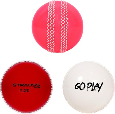 Strauss T-20 Ball | Premium Cricket PVC Balls | Mid Weight | Soft | Match/Practice Cricket Synthetic Ball(Pack of 3)