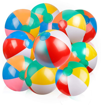 MRJV Inflatable Beach Balls - Classic Rainbow Colors, 8-12 Inches, Set of 10 Baseball(Kids, Pack of 10, Multicolor)
