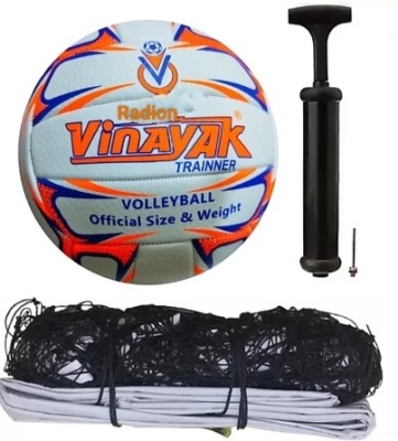 radion mashi orange pvc volleyball KIT with nylon net Volleyball - Size: 4(Pack of 3)