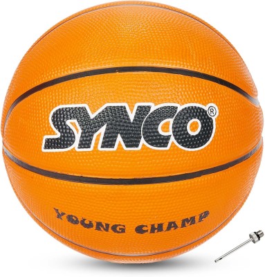 SYNCO Young Champ Series | For Kids age 4-8 years | Soft Rubberised | Orange Basketball - Size: 3(Pack of 1)