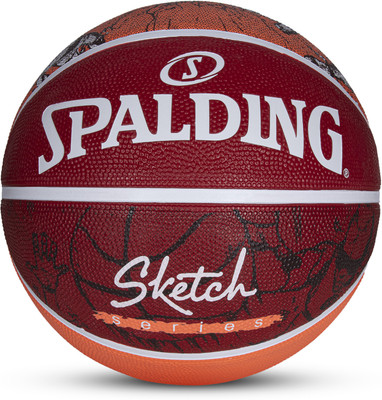 SPALDING Sketch Series Original Outdoor Match Ball For Adults Basketball - Size: 7(Standard, Pack of 1, Red)