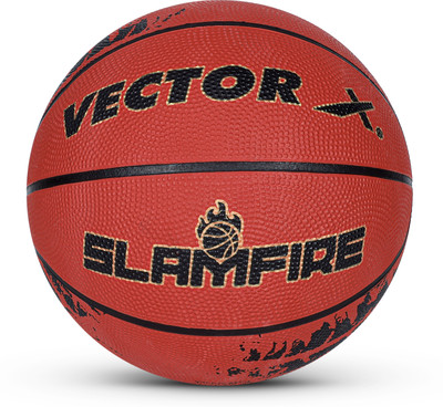 VECTOR X Slamfire 8 Panel Rubber Moulded Indoor Outdoor Ball Suitable for Practice Match Basketball - Size: 7(Standard, Pack of 1)