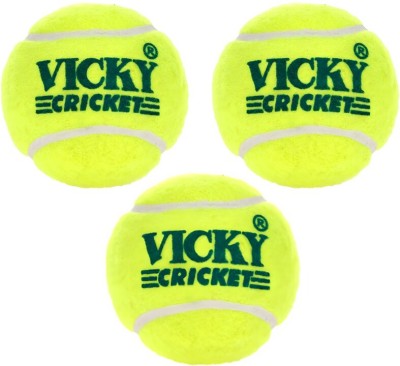 New Vicky Lightest Cricket Tennis Ball(Pack of 3, Green, Yellow)
