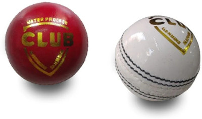 Peecock Corportation Hand Stiched Two Piece Cricket Leather Ball Combo (Red & White) Cricket Leather Ball(Standard, Pack of 2, Red, White)