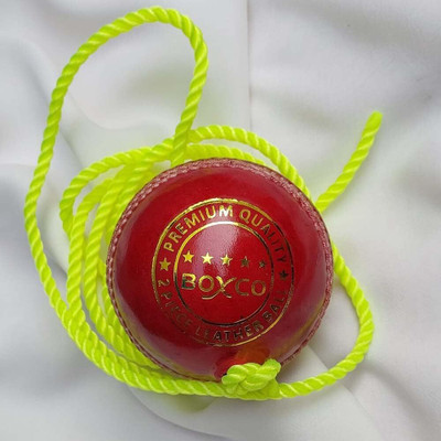 BOXCO Cricket Leather Hanging Ball, 7 ft Knocking Ball, Match Practice & Cricket Training Ball(Standard, Pack of 1, Red)
