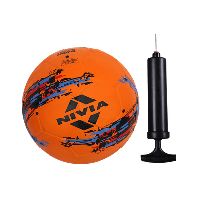 NIVIA Storm with Pump Football - Size: 5(Standard, Pack of 1, Orange, Black)
