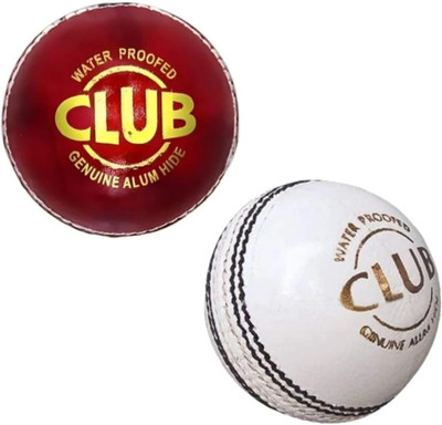 Peecock Corportation RED & WHITE CRICKET BALL CLUB LEATHER BALL Cricket Leather Ball(Standard, Pack of 2, Red, White)