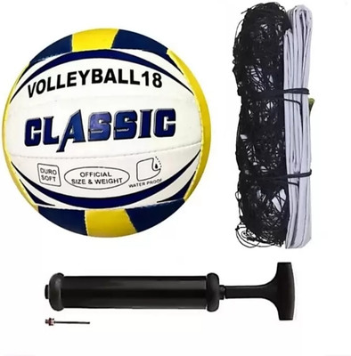 radion 392 classic volleyball 18 synthetic kit with nylon net,pump Volleyball - Size: 4(Standard, Pack of 3)