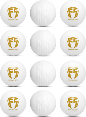 Fervor Spel FS Plastic Ball White Non Toxic (60gm Per Ball) Cricket Synthetic Ball(Standard, Pack of 12, White)