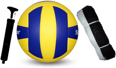 Traders Swati Volleyball size-5 with combo pack nylon net and air pump ( pack of 3 ) Volleyball - Size: 5(Standard, Pack of 3)