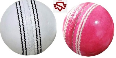 SSI Combo Pink and White Cricket Leather Ball(Pack of 2, White, Pink)