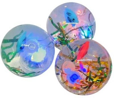 KFENTERPRISE Toys Bouncing led Light with Glitter Water Ball 65mm Novelty Jumping Flashing Jumping Ball(Standard, Pack of 3)