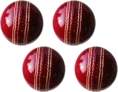 HHS SPORTS Cricket Leather Ball Red 4 Piece C Cricket Leather Ball(Pack of 4)