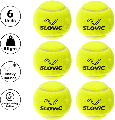 SLOVIC Lightweight & Long-Lasting Tennis & Cricket Balls | Perfect for Beginners & Pros Cricket Tennis Ball(Standard, Pack of 6, Green)