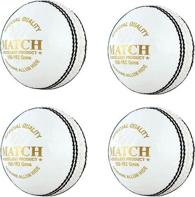 DIABLO Sports Leather Match Cricket Ball White Pack of 4 (4Part) Cricket Leather Ball(Standard, Pack of 4, White)