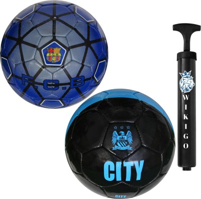 Wikigo Set of City & FCB Football With Air Pump Football - Size: 5(Pack of 3)