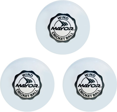 MAYOR Cricket Wind Ball for Indoor & Outdoor Street Cricket Rubber Ball(Standard, Pack of 3, White)