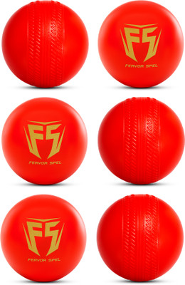 Fervor Spel FS Non Toxic Plastic Ball (60gm Per Ball) Cricket Training Ball(Standard, Pack of 6, Red)