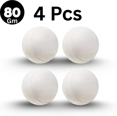 Nongi Heavy Plastic Ball White Non Toxic (Pack of 4 | 80gm Per Ball) Cricket Training Ball(Standard, Pack of 4, White)