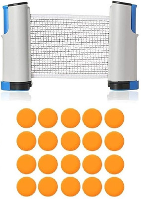 Forgesy Innovative Retractable Table Tennis Net with Balls 20 Pcs Table Tennis Net(White, Blue)