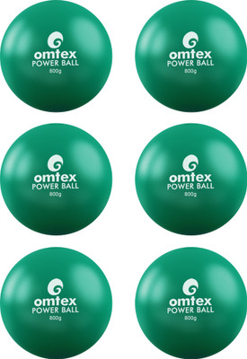 omtex Weighted Powered Balls 800g for Hitting, Batting and Pitching Training - Green Cricket Rubber Ball(Standard, Pack of 6)
