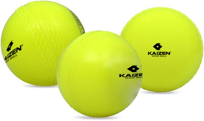 KAIZEN Synthetic Rubber Wind Ball for Cricket Practice, Training & Matches Cricket Rubber Ball(Standard, Pack of 3, Yellow)