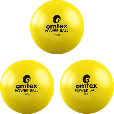 omtex Weighted Powered Balls 400 g for Hitting, Batting and Pitching Training - Yellow Cricket Rubber Ball(Standard, Pack of 3)