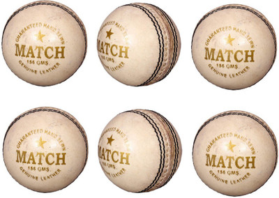 Priya Sports PCWHITE-6 Cricket Leather Ball(Standard, Pack of 6, White)