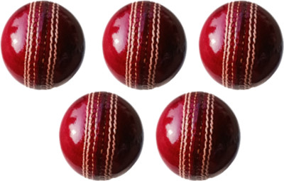 HHS SPORTS Cricket Leather Ball Red 4 Piece C Cricket Leather Ball(Standard, Pack of 5)