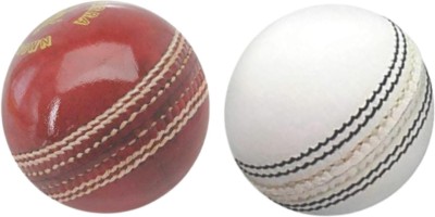 Kalindri Sports Leather Cricket Ball (Red &White Combo, Pack of 2) Cricket Leather Ball(Pack of 2)