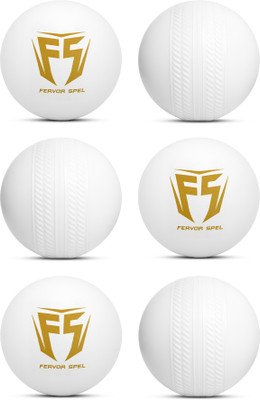 Fervor Spel Plastic Ball White Non Toxic 50 GM Per Ball Cricket Tennis Ball(Standard, Pack of 6, White)