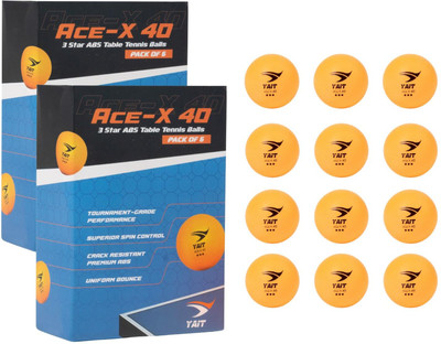 Yait Sports Ace-X 40 (Pack of 12) | 3-Star Table Tennis Balls | ITTF Standard | ABS Material Table Tennis Ball(Standard, Pack of 12)