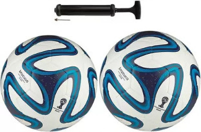 HASS Brazuca blue football combo with pump Football - Size: 5(Standard, Pack of 3, Blue)