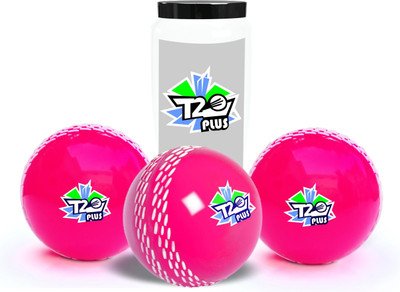 Jaspo T-20 Plus Practice Cricket /Wind Balls for Indoor & Outdoor Cricket Synthetic Ball(Standard, Pack of 3, Pink)