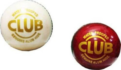 SINGHALTRADE CLUB LEATHER BALLS COMBO, RED AND WHITE BALL COMBO (2 PIECE COMBO) Cricket Leather Ball(Standard, Pack of 2)